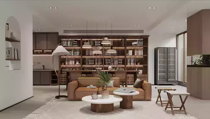 Modern living room dining room interior scenes 512