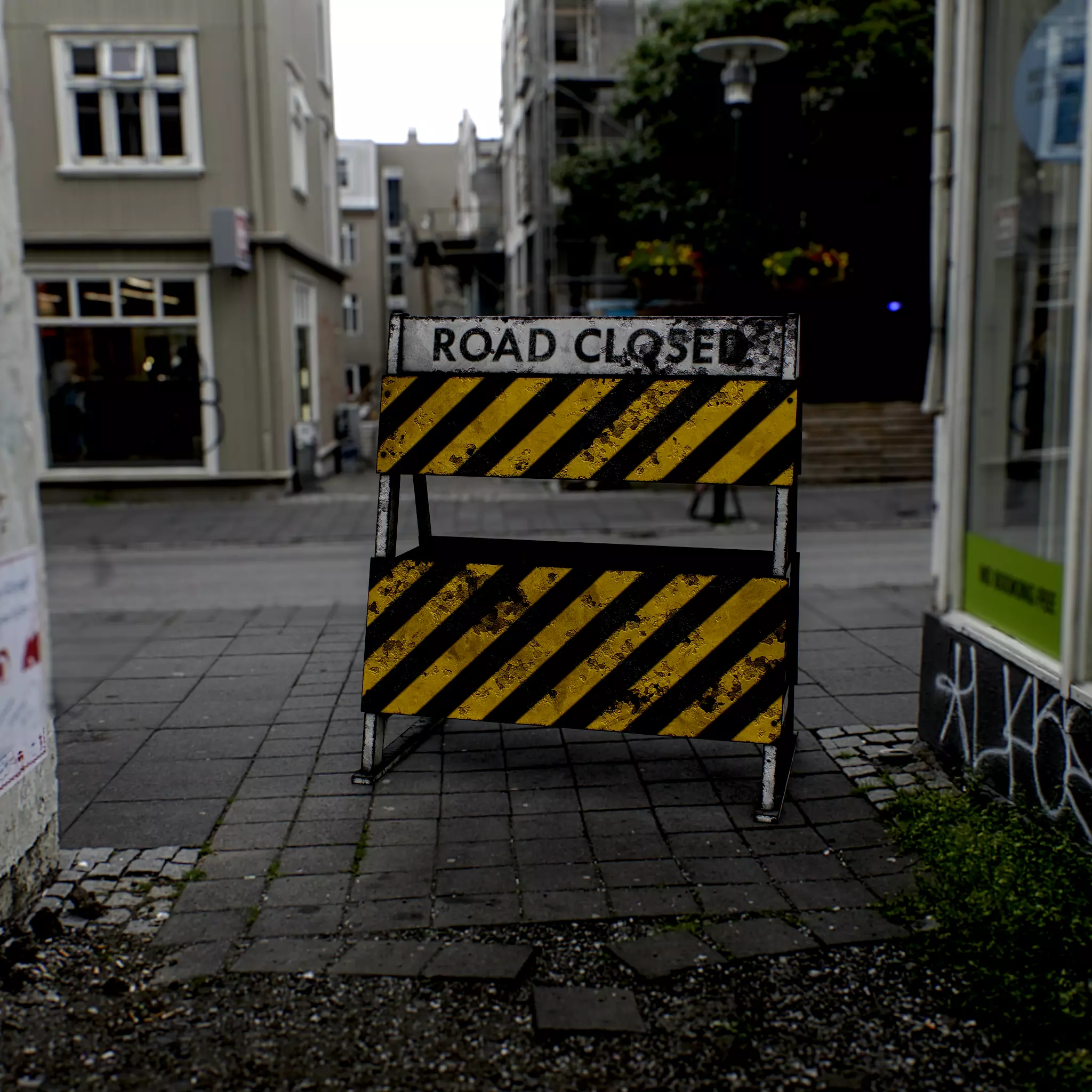 Road Barricade Low-poly 3D model_1