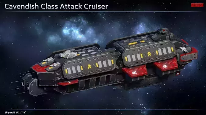 Spaceship Cavendish Pirate Attack Cruiser Low-poly 3D model