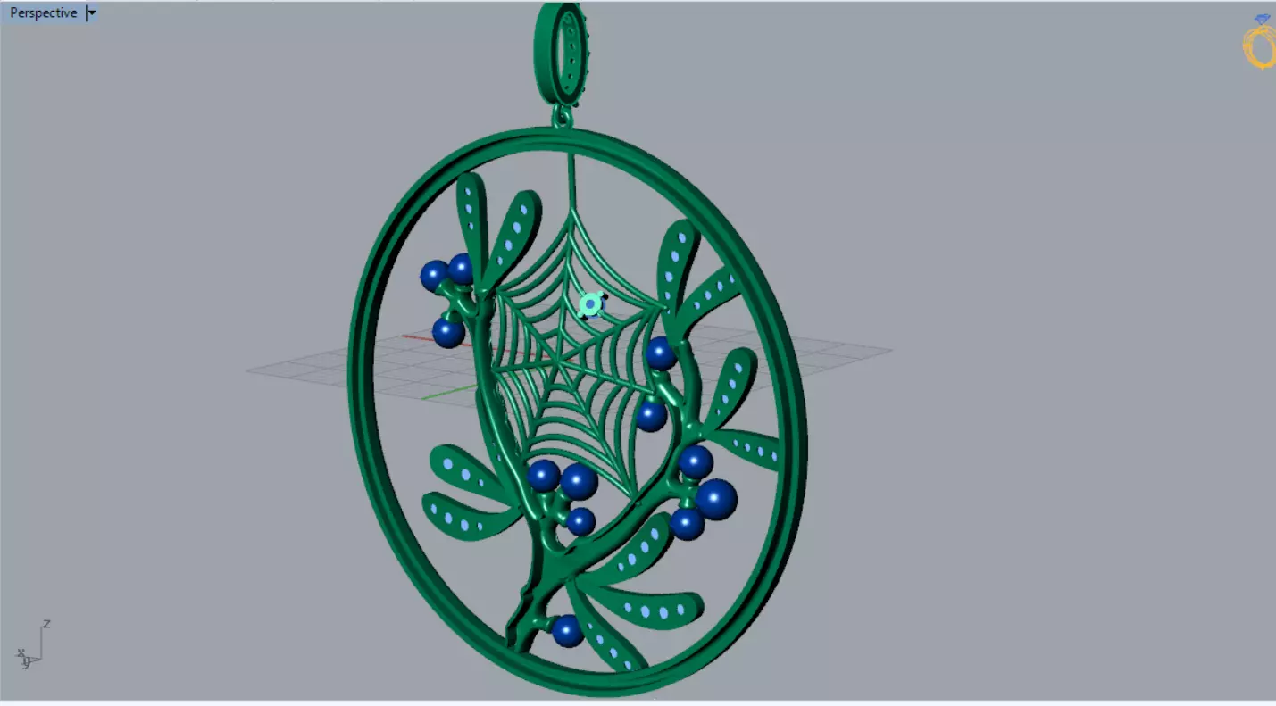 Plaque Spiderweb with Mistletoe Flowers pp0062 3D print model_10