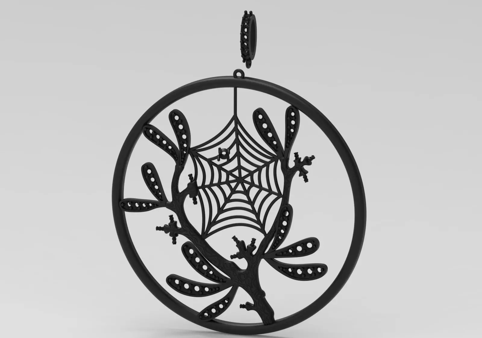 Plaque Spiderweb with Mistletoe Flowers pp0062 3D print model_19