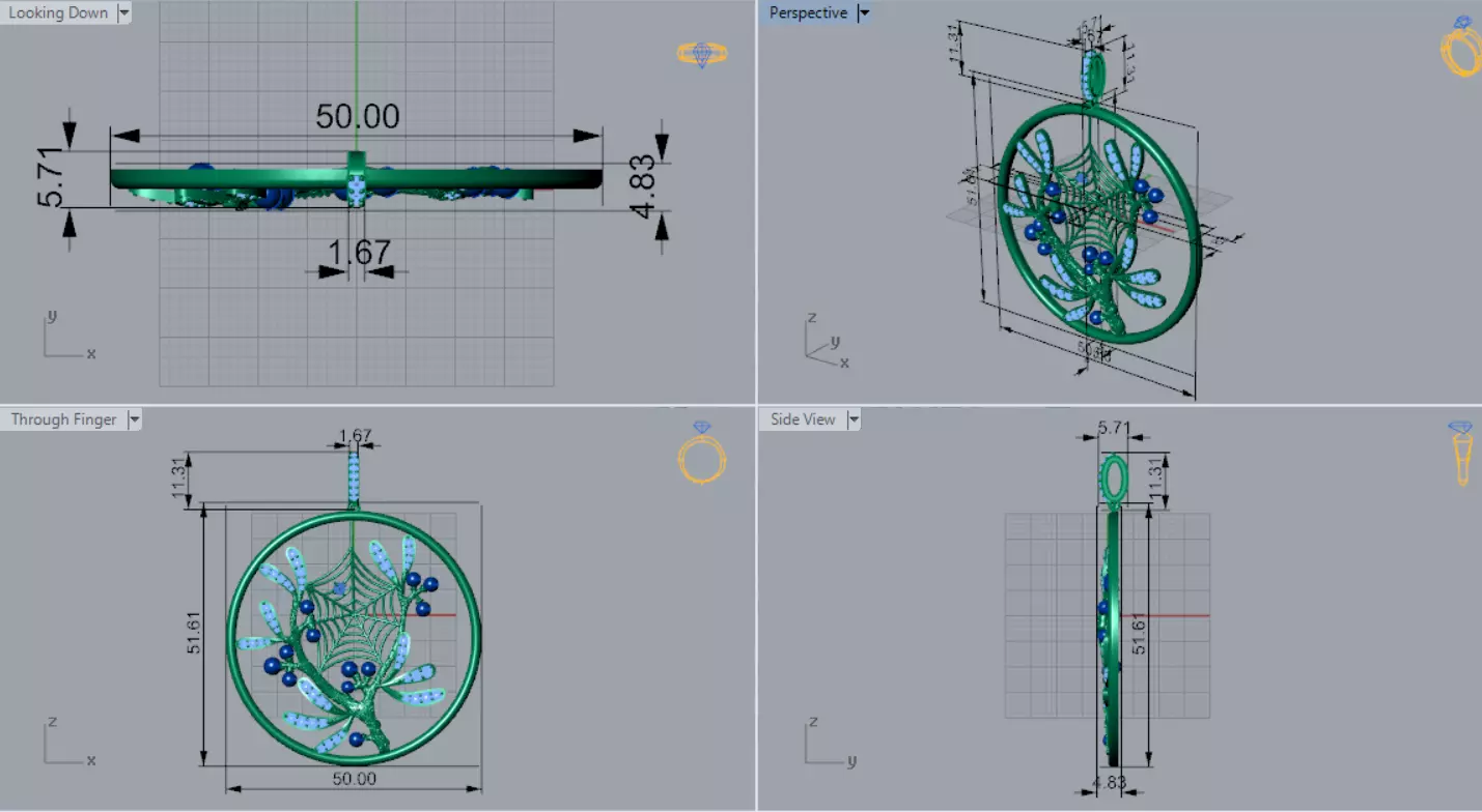 Plaque Spiderweb with Mistletoe Flowers pp0062 3D print model_8