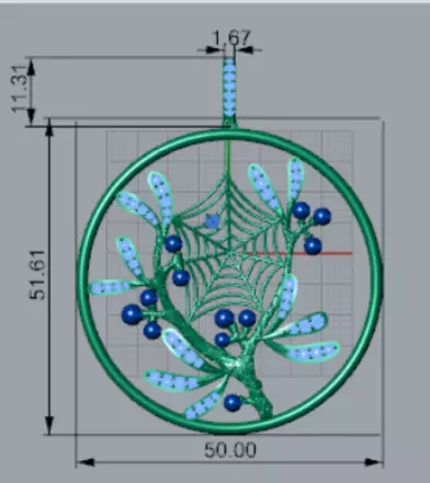 Plaque Spiderweb with Mistletoe Flowers pp0062 3D print model_20