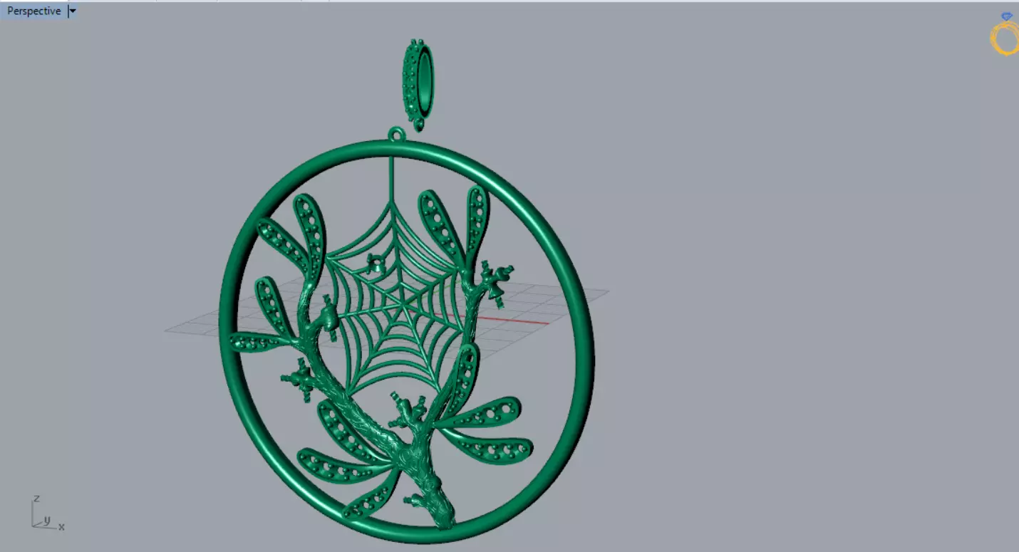 Plaque Spiderweb with Mistletoe Flowers pp0062 3D print model_6