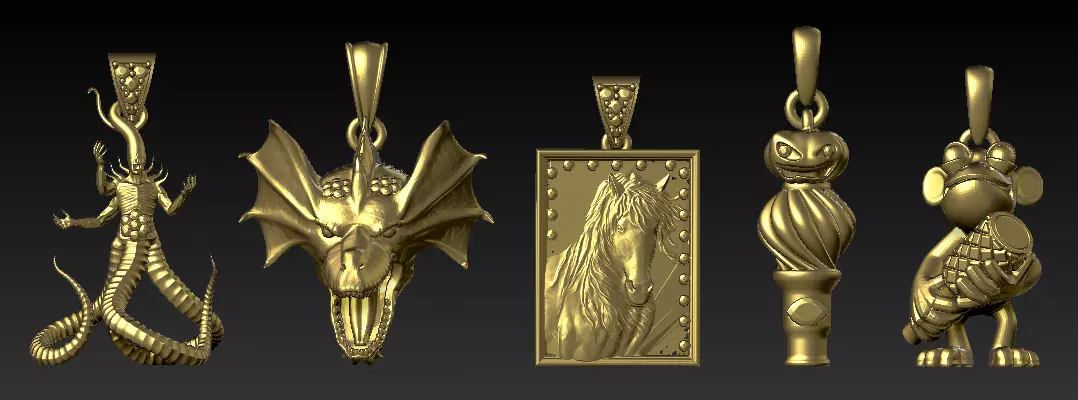 Majestic Dragon Head Pendant and antique files 3D print model_3