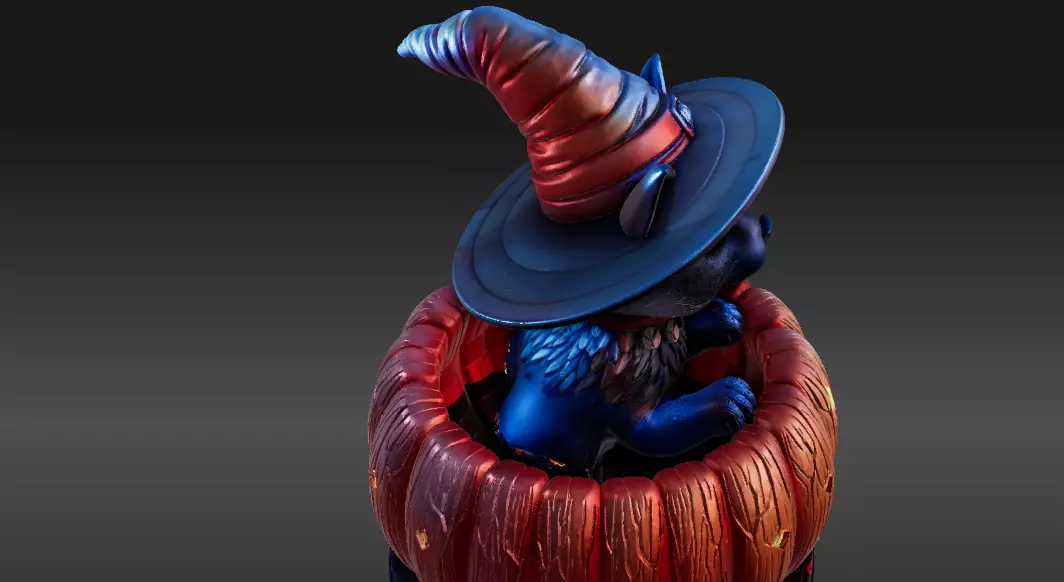 Witch s Cat Lantern 3D Print Model Magical Halloween Pumpkin 3D print model_4