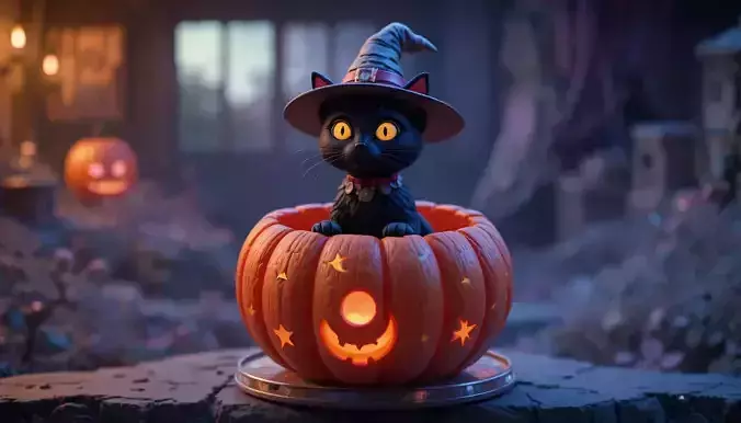 Witch s Cat Lantern 3D Print Model Magical Halloween Pumpkin 3D print model Witch s Cat Lantern 3D Print Model Magical Halloween Pumpkin 3D print model