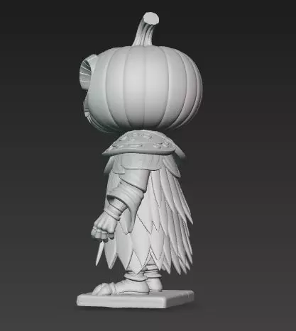 Scary Pumpkin Knight Bobblehead Halloween Figurine 3D print model_5