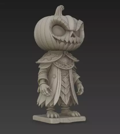 Scary Pumpkin Knight Bobblehead Halloween Figurine 3D print model_31