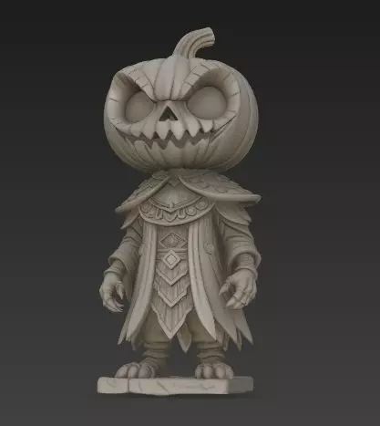 Scary Pumpkin Knight Bobblehead Halloween Figurine 3D print model_34