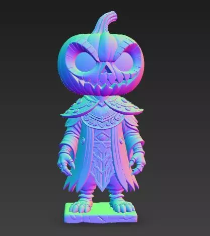 Scary Pumpkin Knight Bobblehead Halloween Figurine 3D print model_16