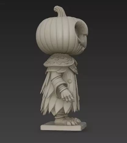 Scary Pumpkin Knight Bobblehead Halloween Figurine 3D print model_1