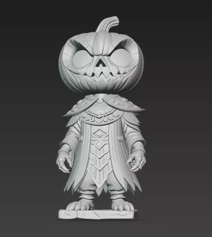 Scary Pumpkin Knight Bobblehead Halloween Figurine 3D print model_35