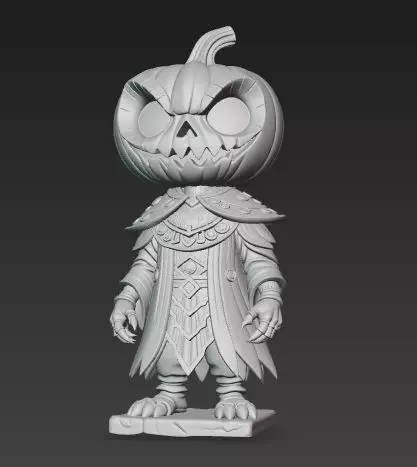 Scary Pumpkin Knight Bobblehead Halloween Figurine 3D print model_7