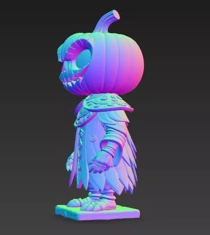 Scary Pumpkin Knight Bobblehead Halloween Figurine 3D print model_15