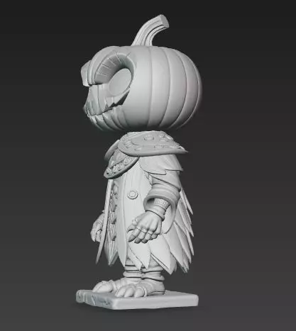 Scary Pumpkin Knight Bobblehead Halloween Figurine 3D print model_6