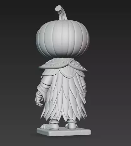 Scary Pumpkin Knight Bobblehead Halloween Figurine 3D print model_4