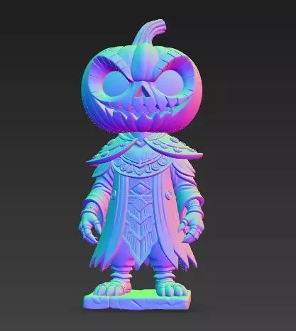 Scary Pumpkin Knight Bobblehead Halloween Figurine 3D print model_8