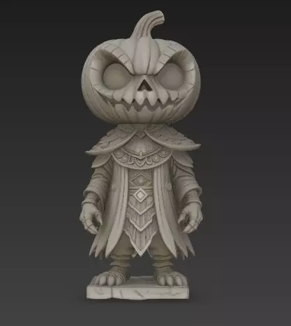 Scary Pumpkin Knight Bobblehead Halloween Figurine 3D print model_30
