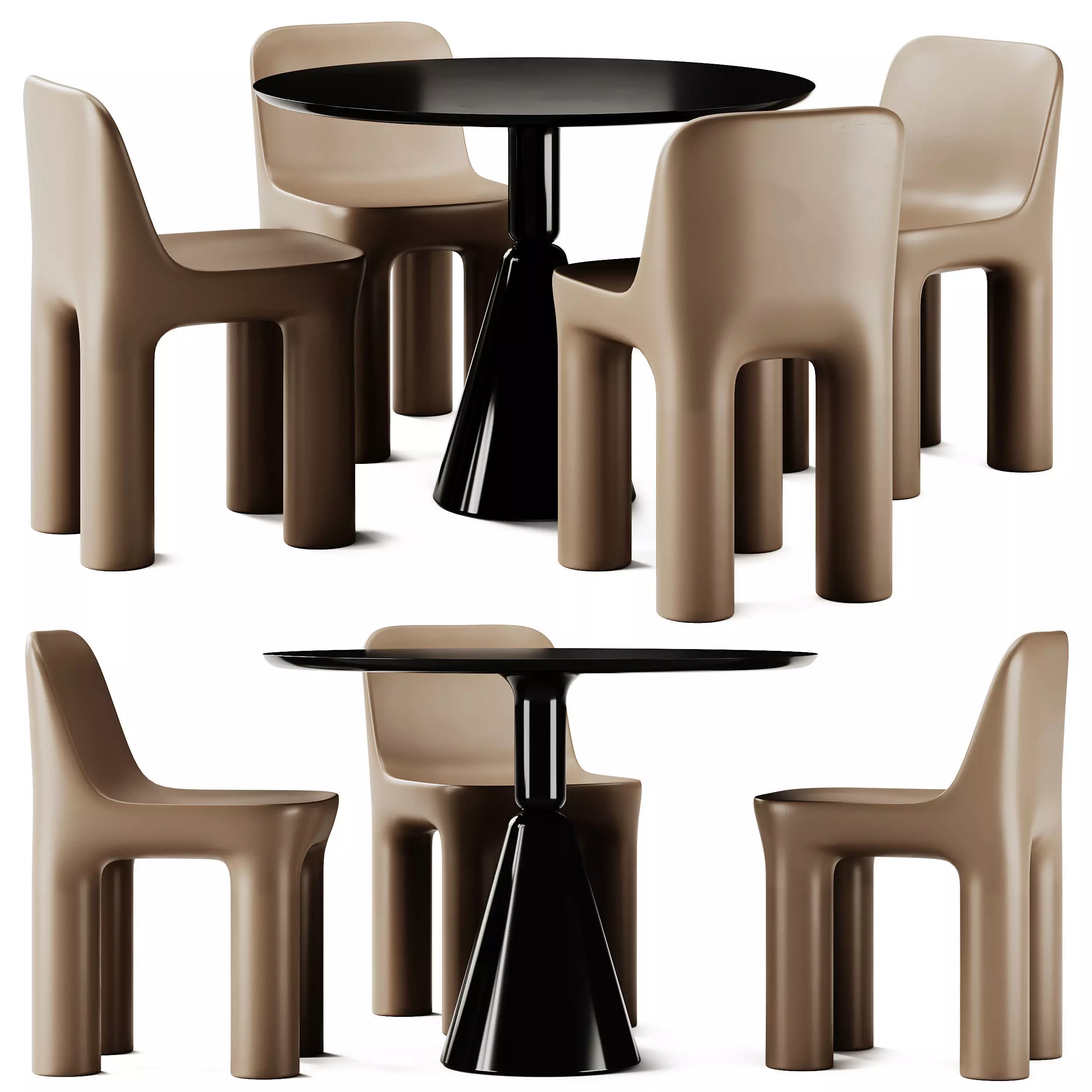 Qeeboo Tata Chair and Sancal Pion Fresno Table 3D model