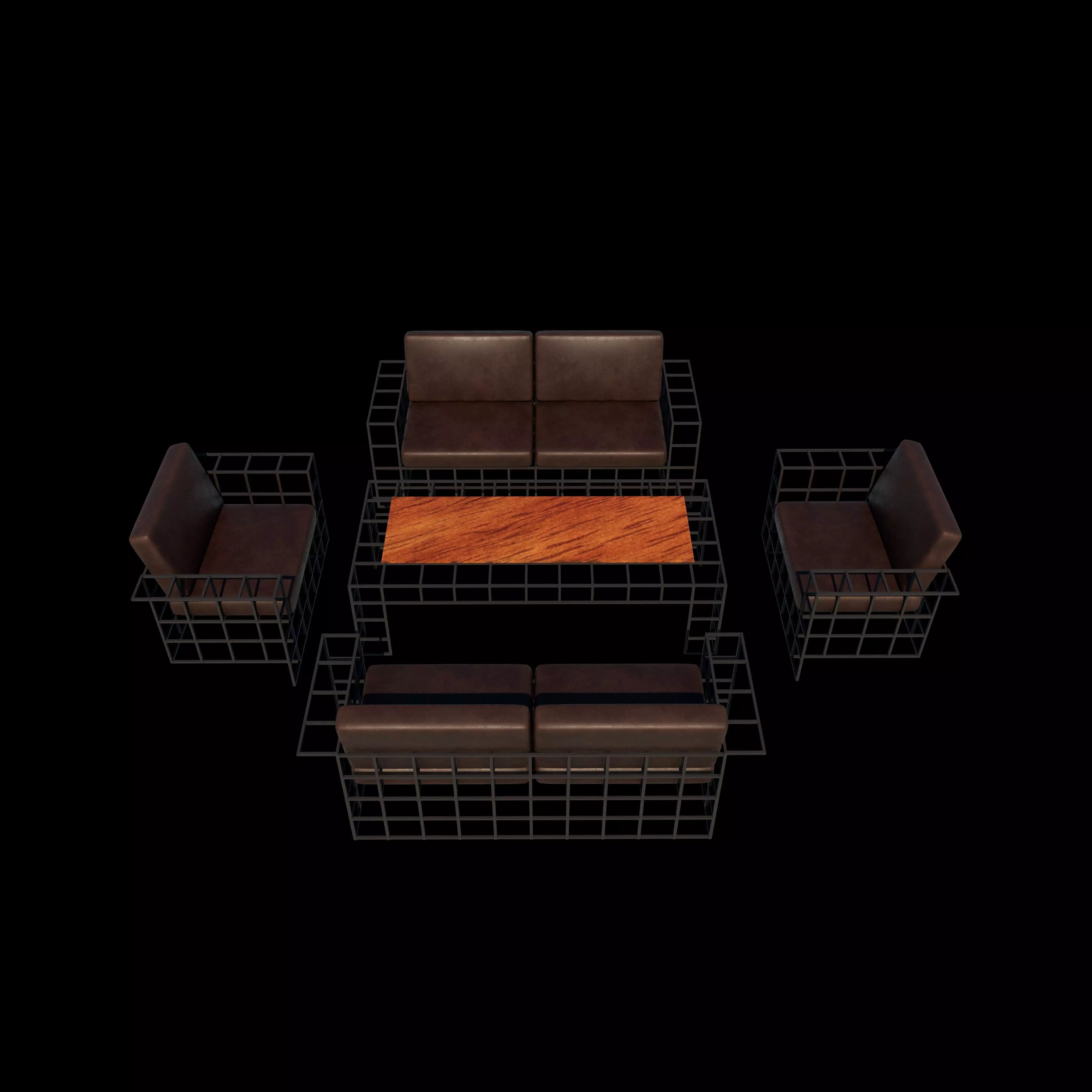 Sectional Sofa Set 3D model_6