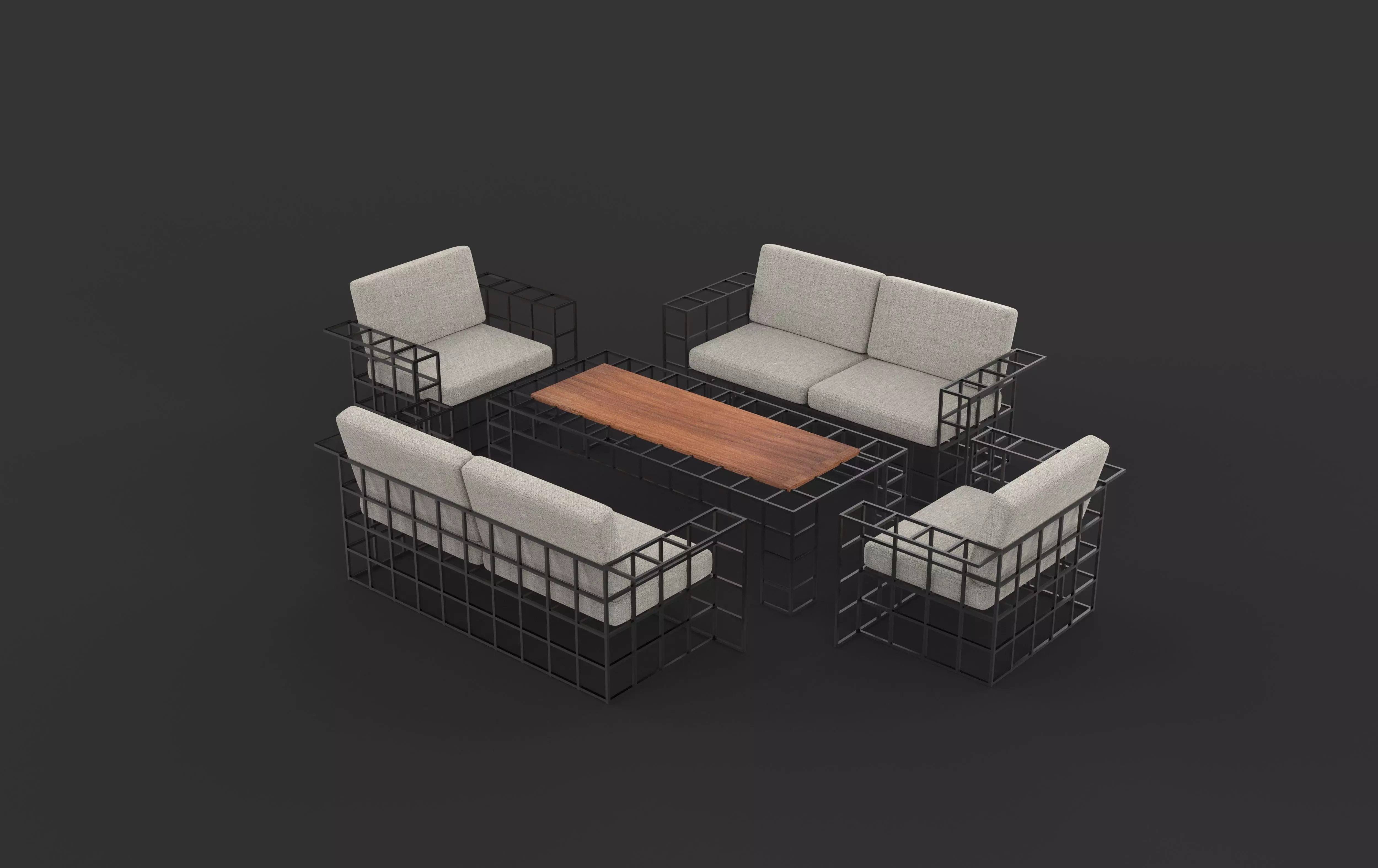 Sectional Sofa Set 3D model_9