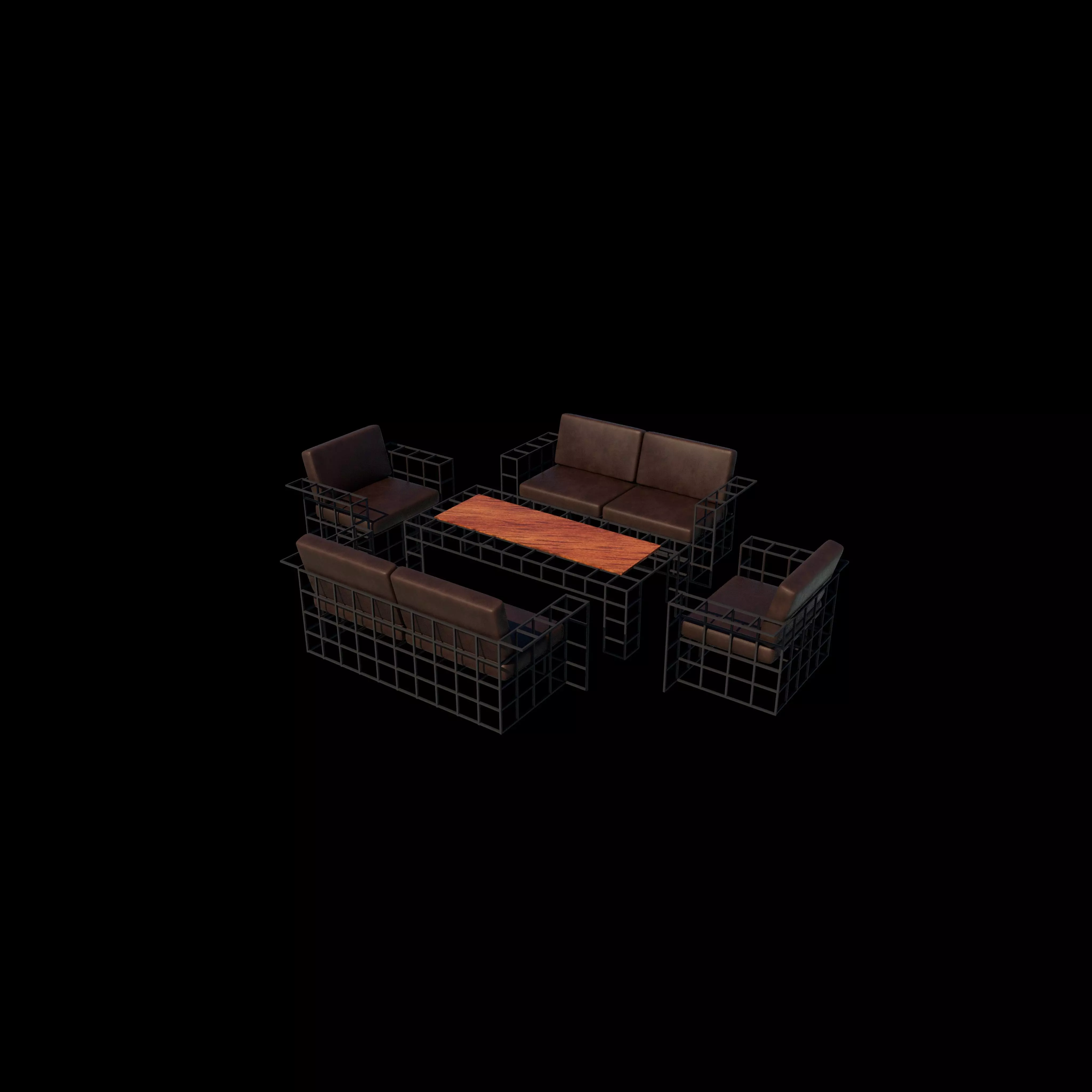 Sectional Sofa Set 3D model_2