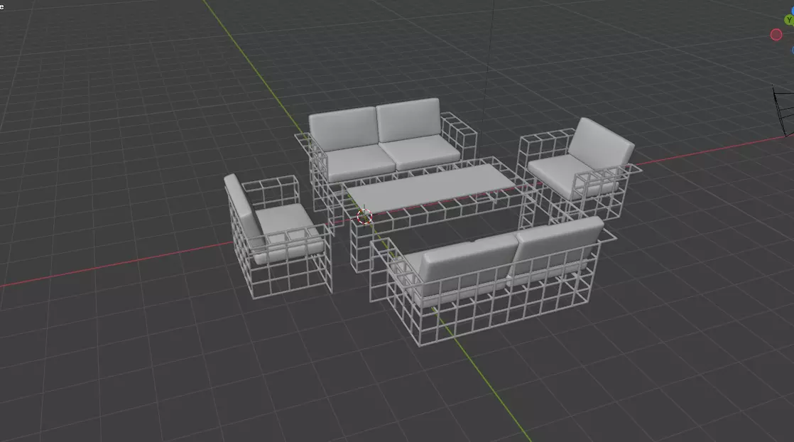 Sectional Sofa Set 3D model_11