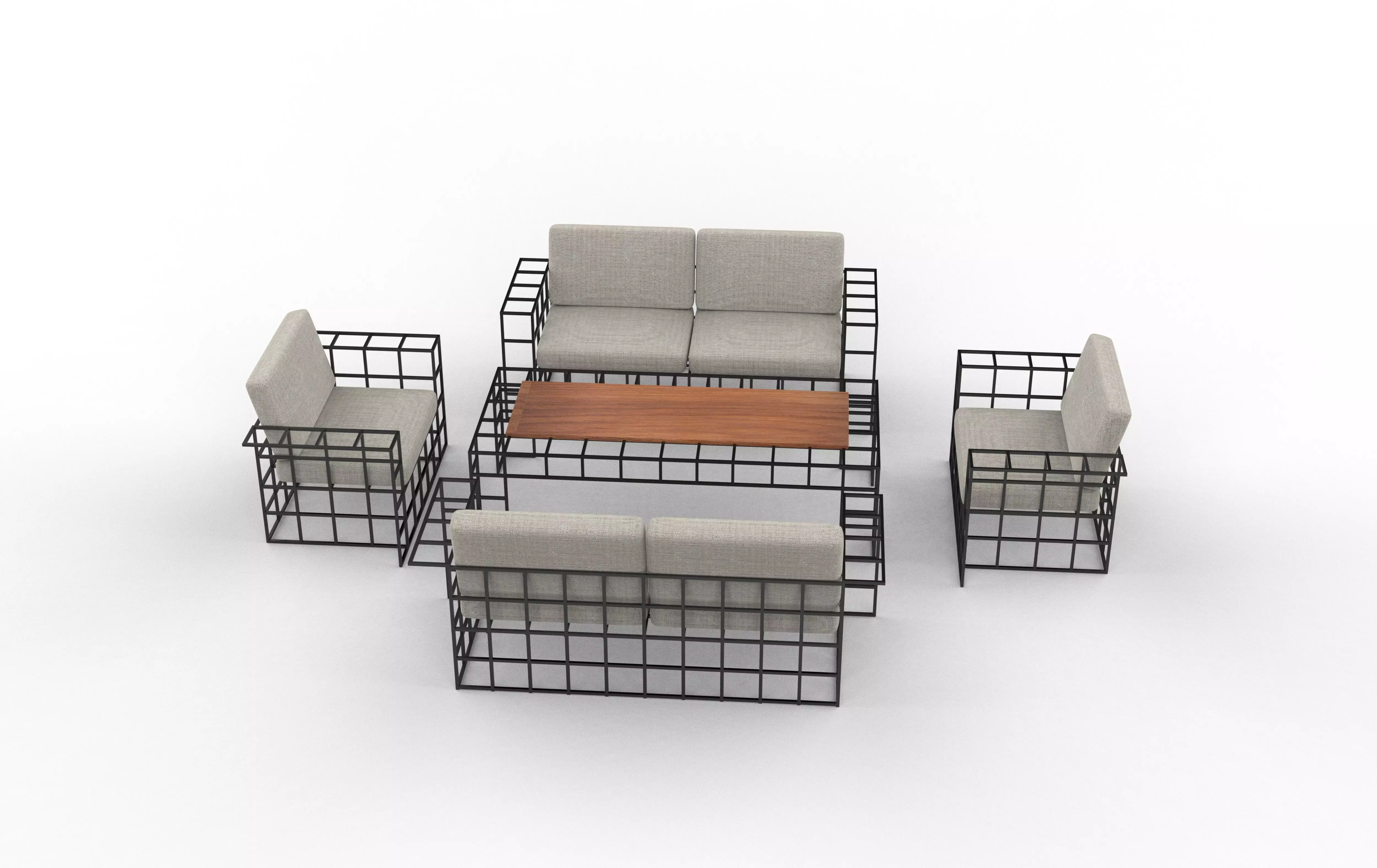 Sectional Sofa Set 3D model_0
