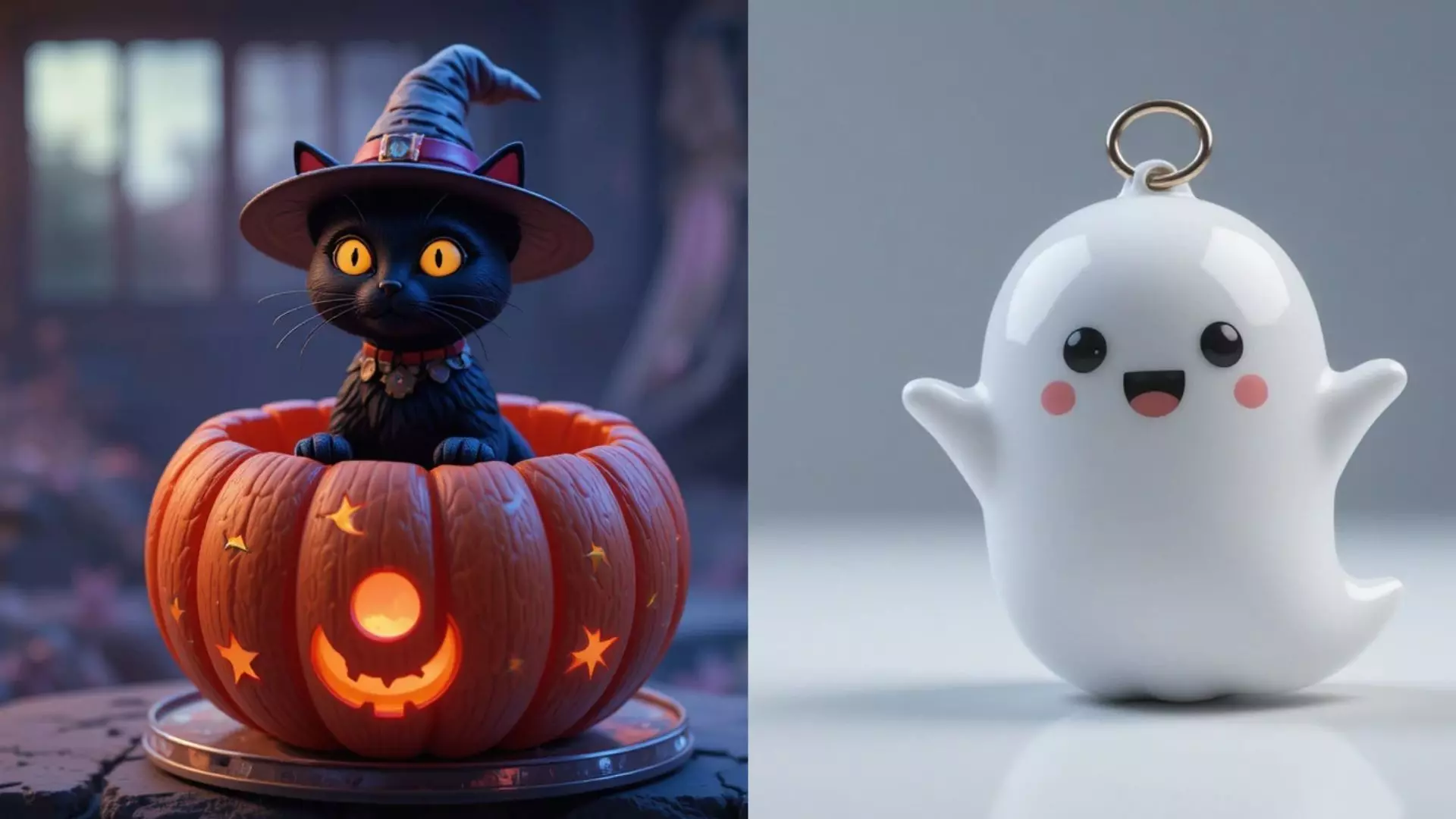 Cat Lantern 3D Print And Ghost Buddy Keychain 3D Print Model 3D print model_0