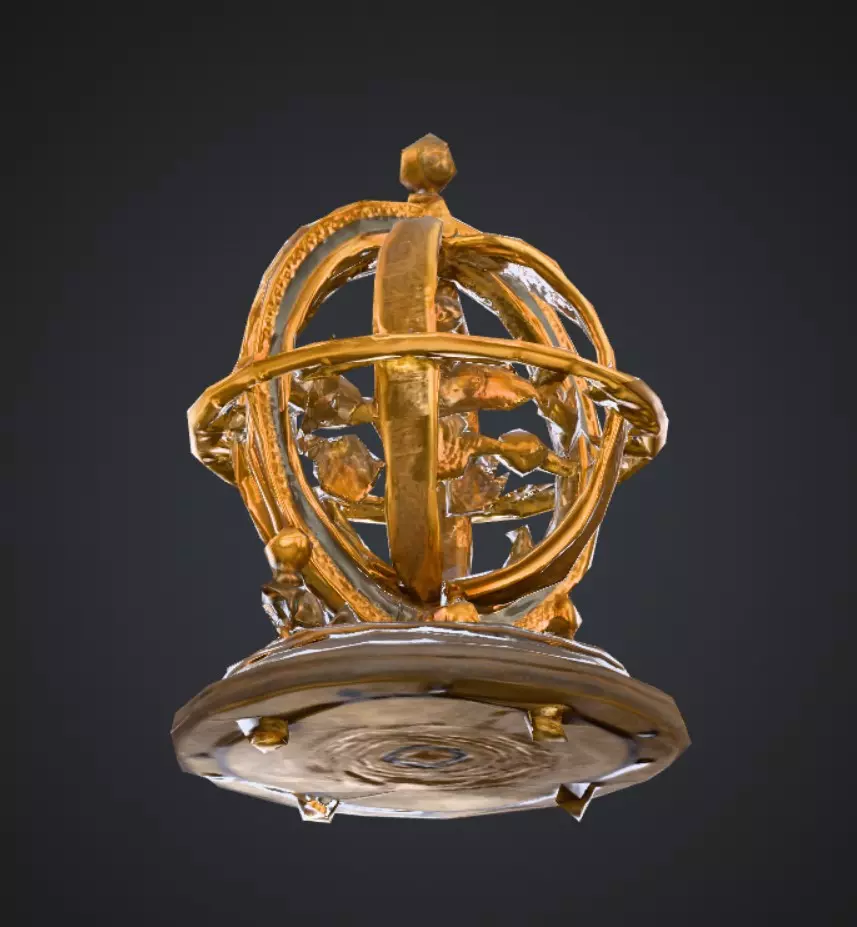 Antique Astronomical Orrery Low-poly 3D model_0