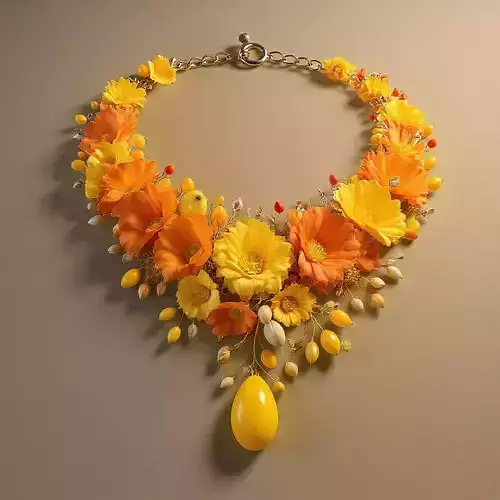 Floral Statement Necklace with Yellow 