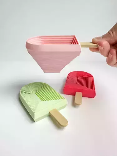 Geometric Layered Popsicle 3D Model Set