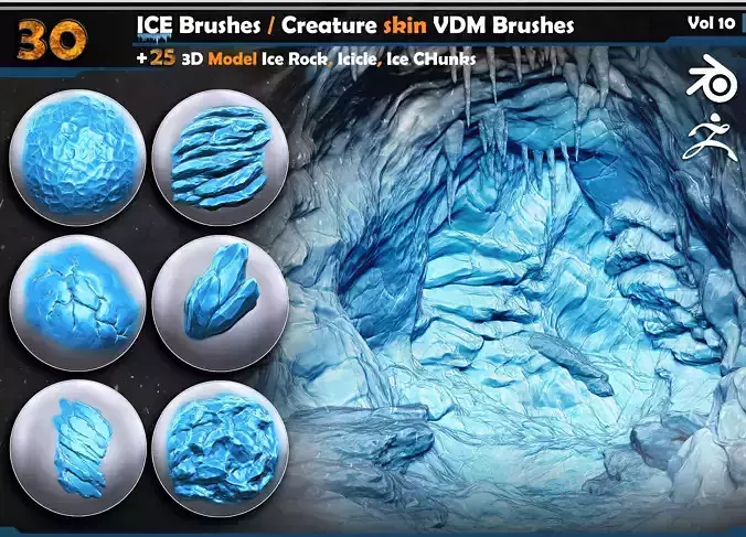 Ice Brushes-Creature skin VDM Brushes  Vol 10