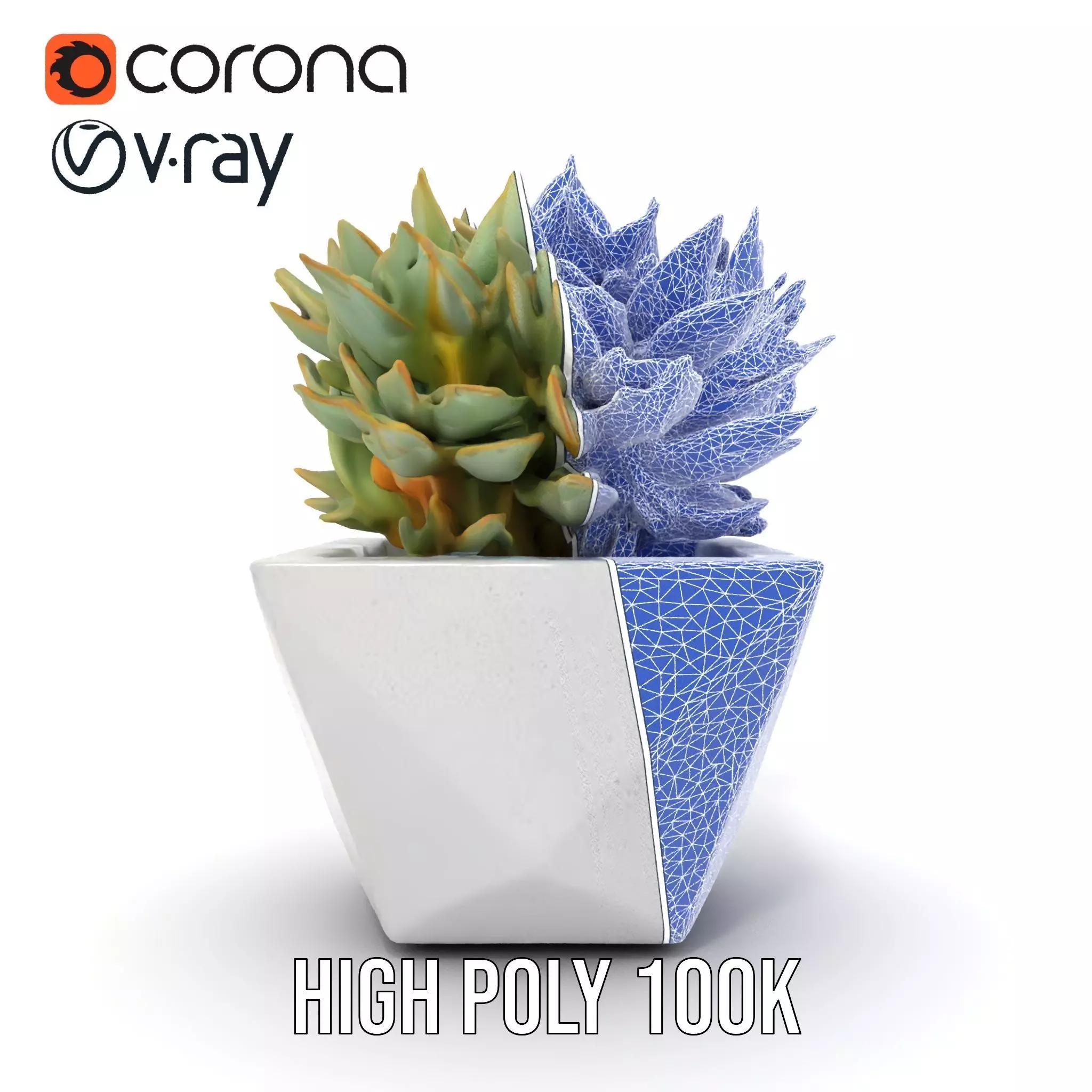 Geometric Succulent Planter model pack Low-poly 3D model_33