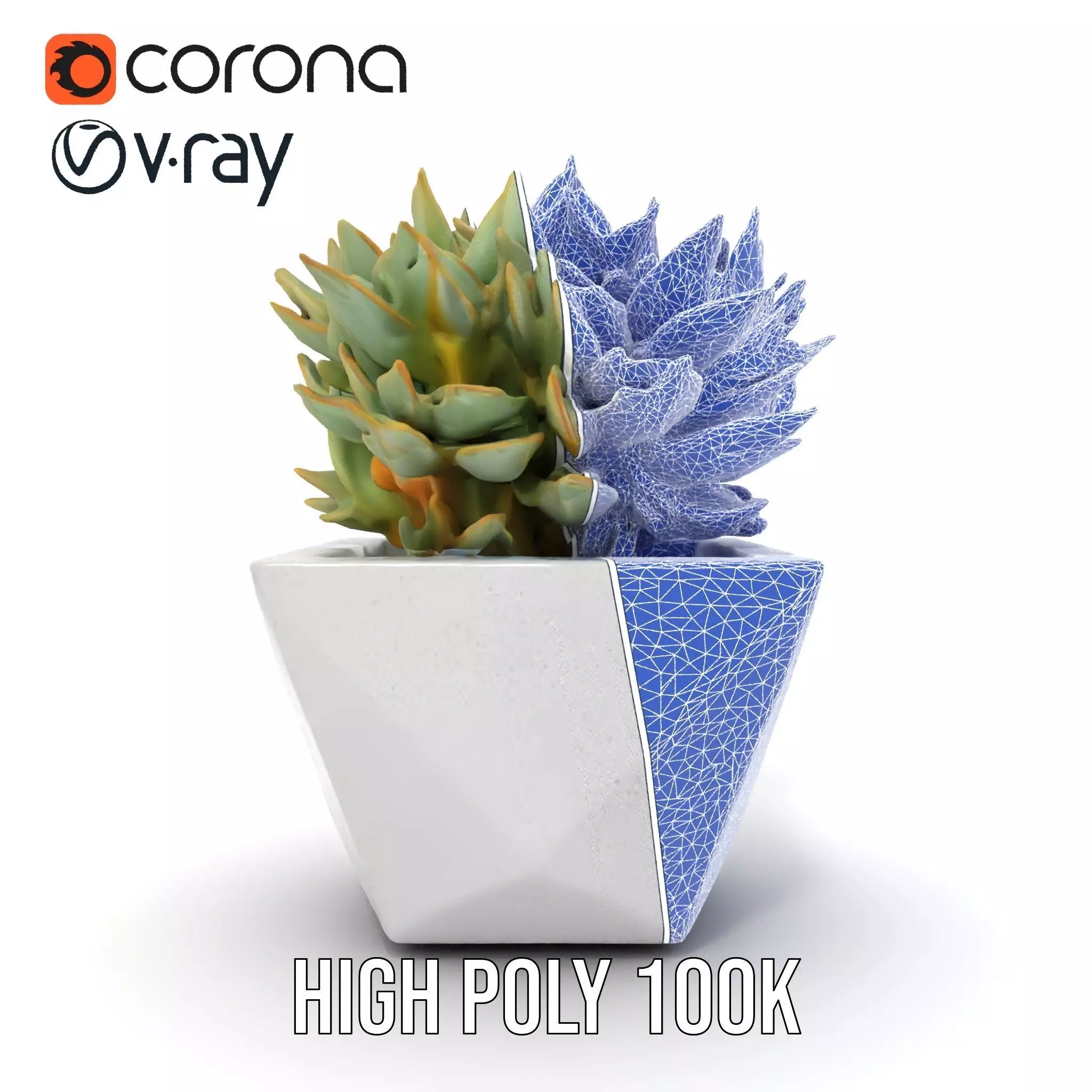 Geometric Succulent Planter model pack Low-poly 3D model_24