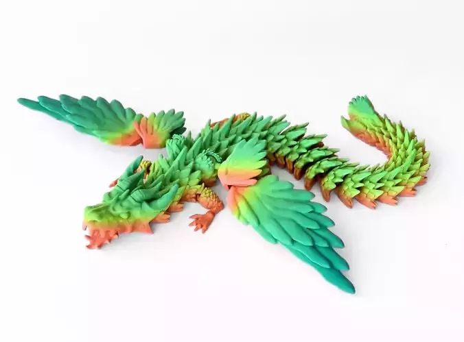 Articulated Rainbow Dragon Flexible Print In Place Fantasy 3D