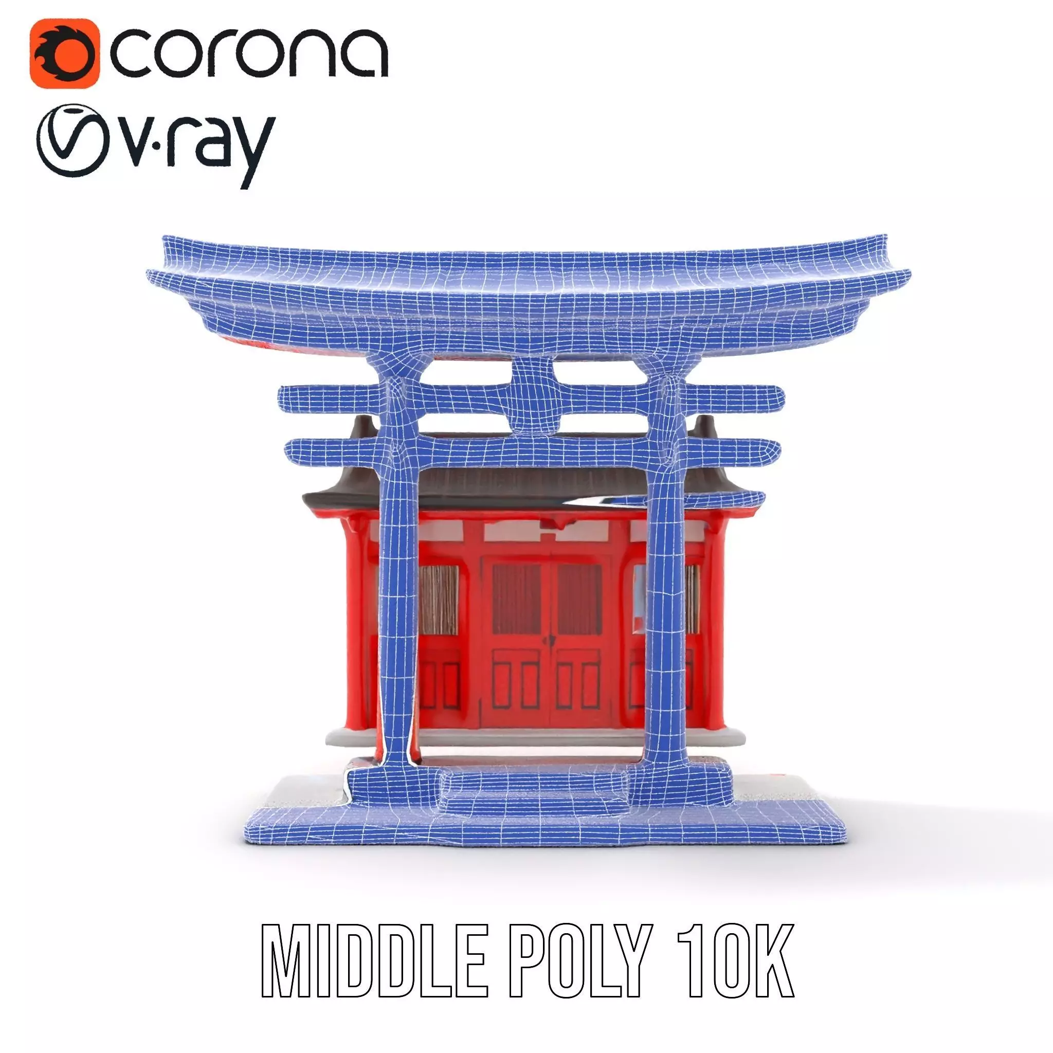 Traditional Red Torii model pack Low-poly 3D model_29
