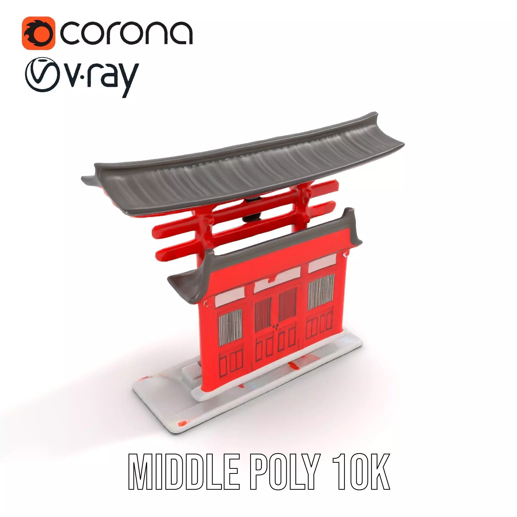 Traditional Red Torii model pack Low-poly 3D model_5