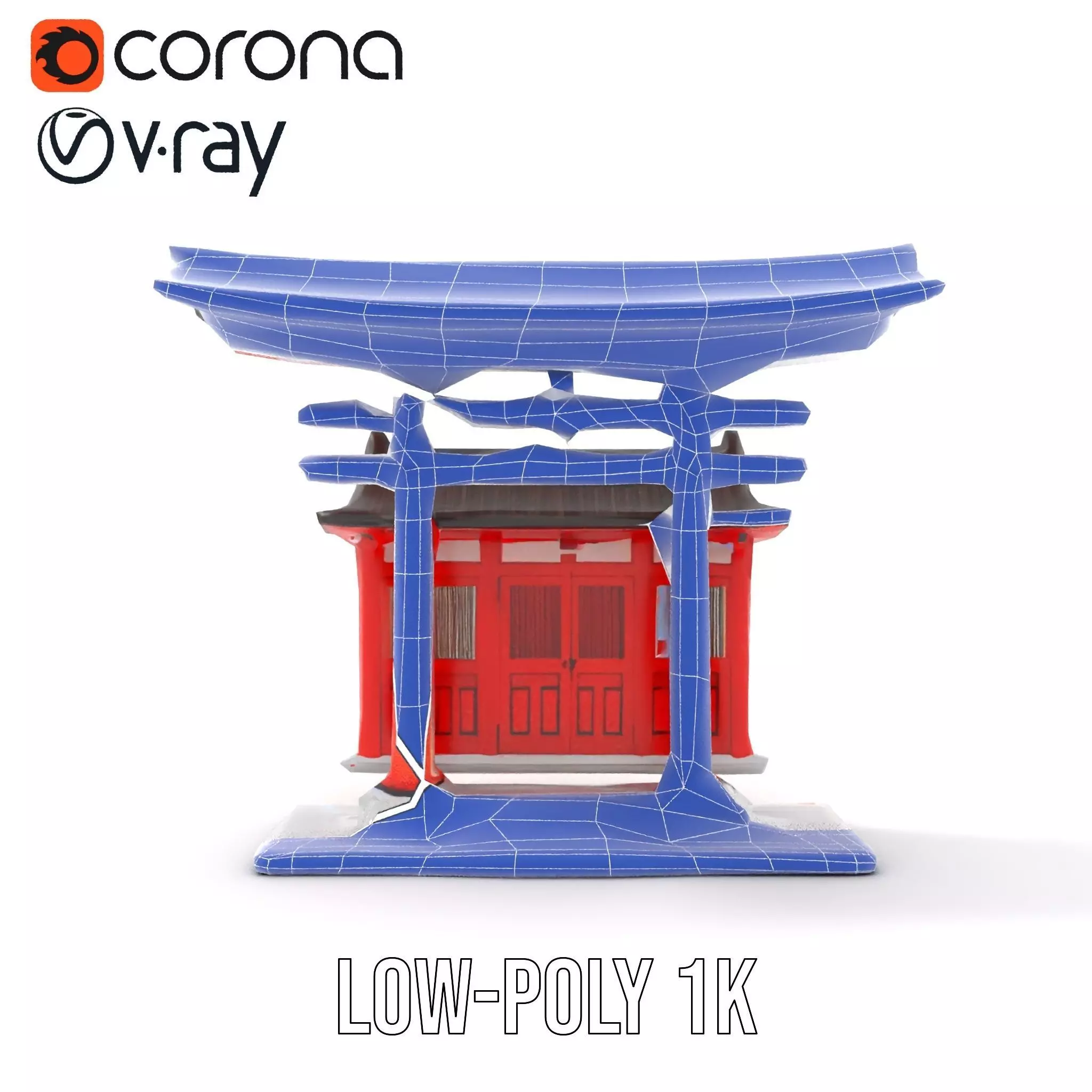 Traditional Red Torii model pack Low-poly 3D model_30