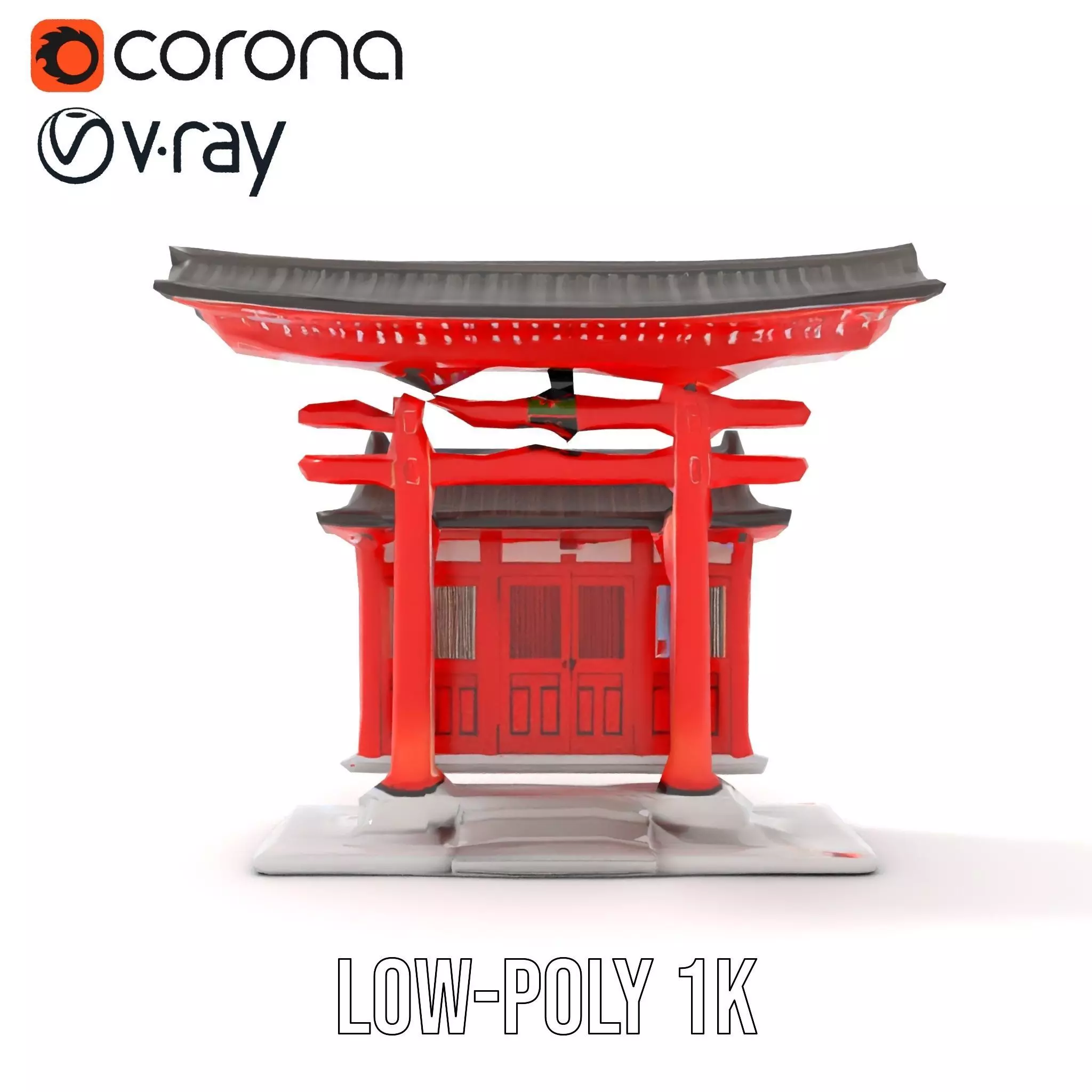 Traditional Red Torii model pack Low-poly 3D model_25