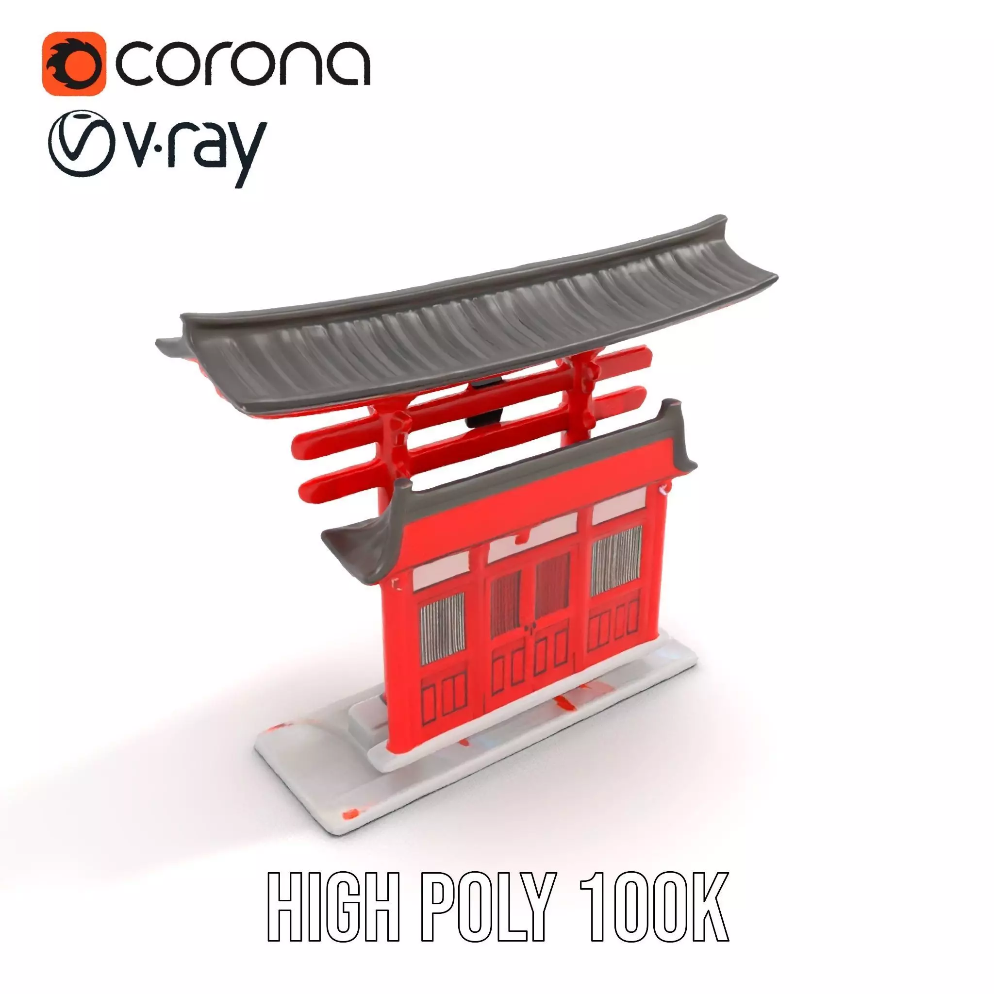 Traditional Red Torii model pack Low-poly 3D model_18