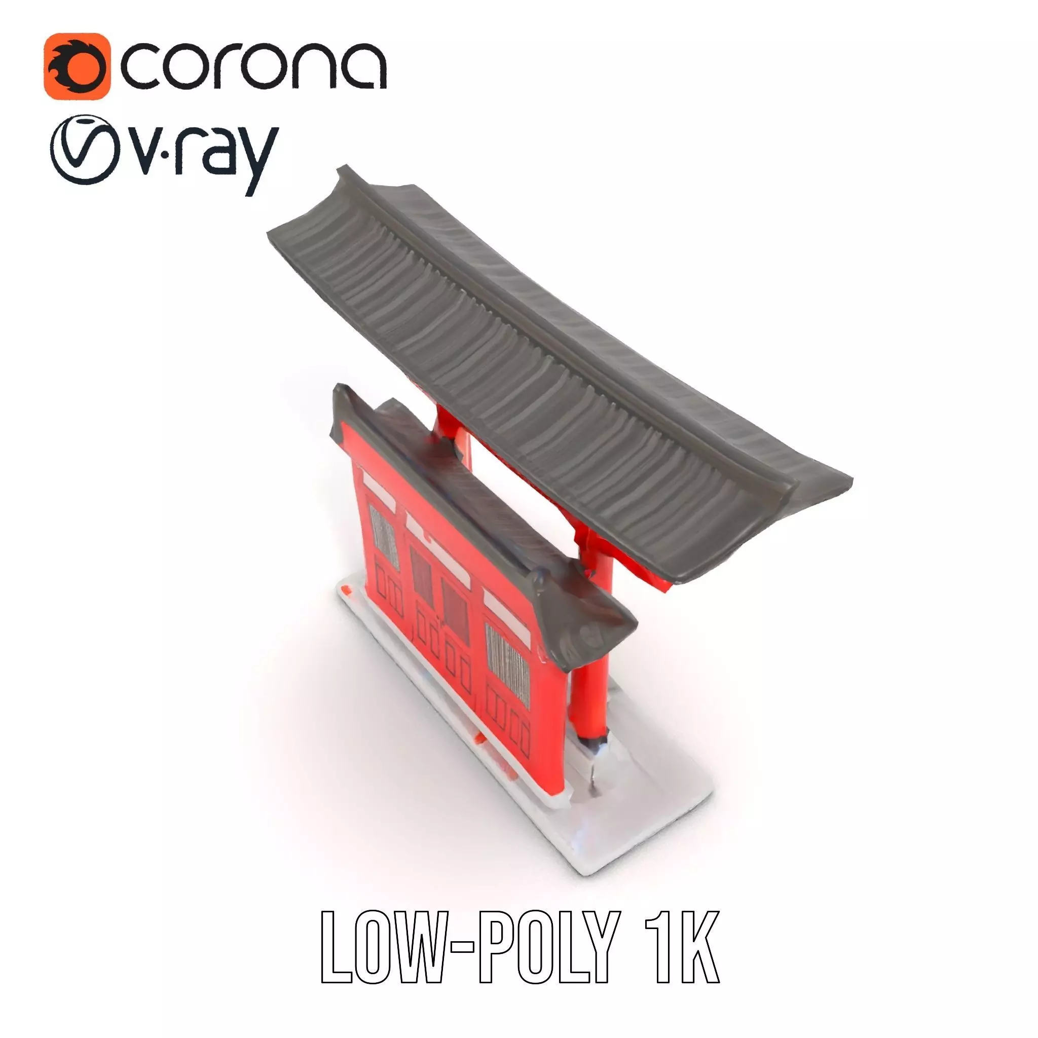 Traditional Red Torii model pack Low-poly 3D model_9