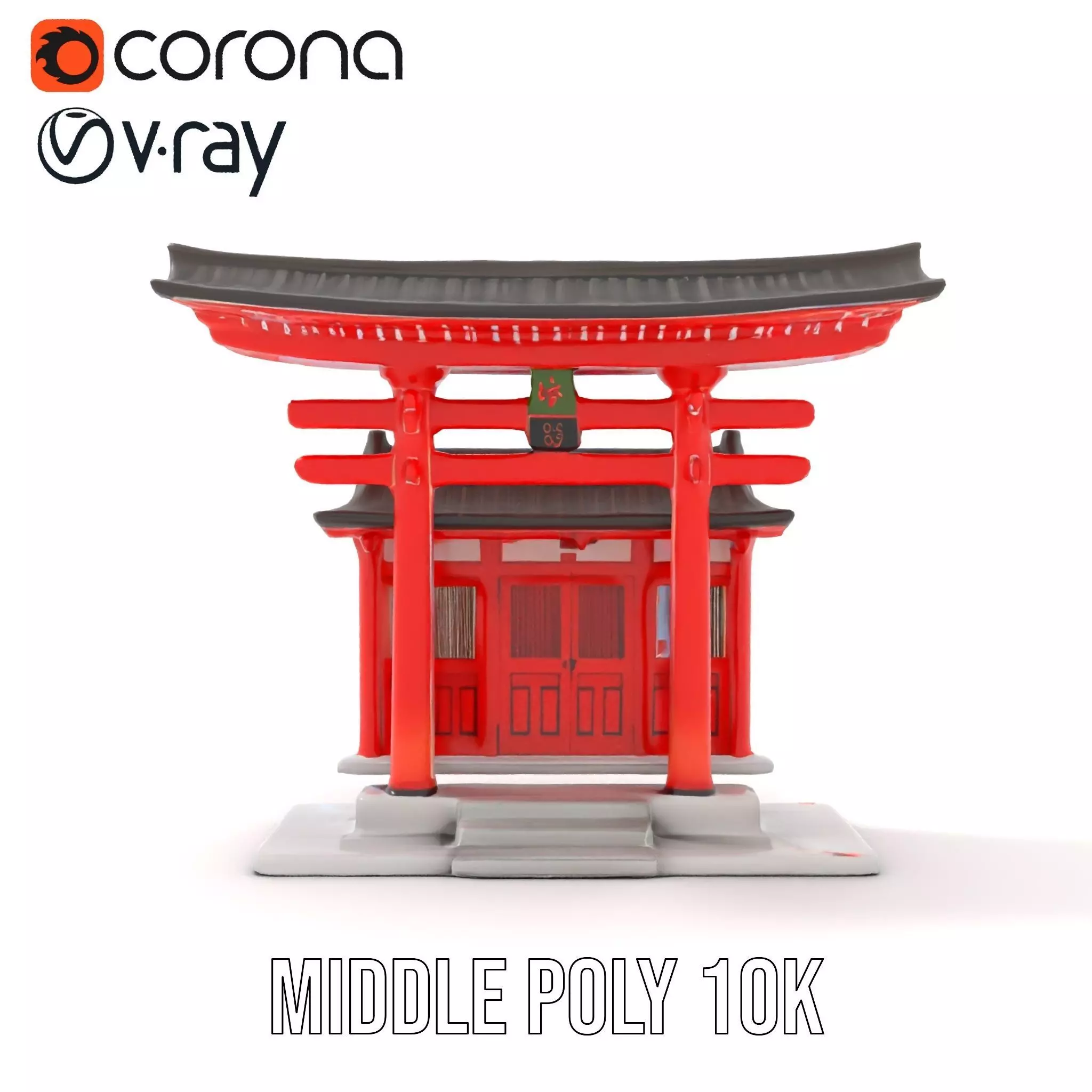 Traditional Red Torii model pack Low-poly 3D model_11