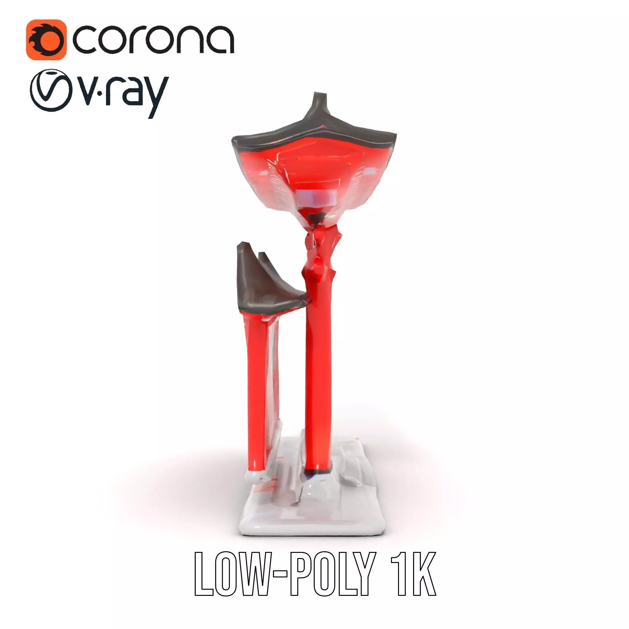 Traditional Red Torii model pack Low-poly 3D model_14