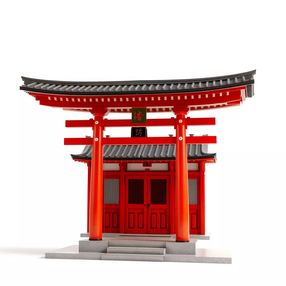 Traditional Red Torii model pack Low-poly 3D model_2