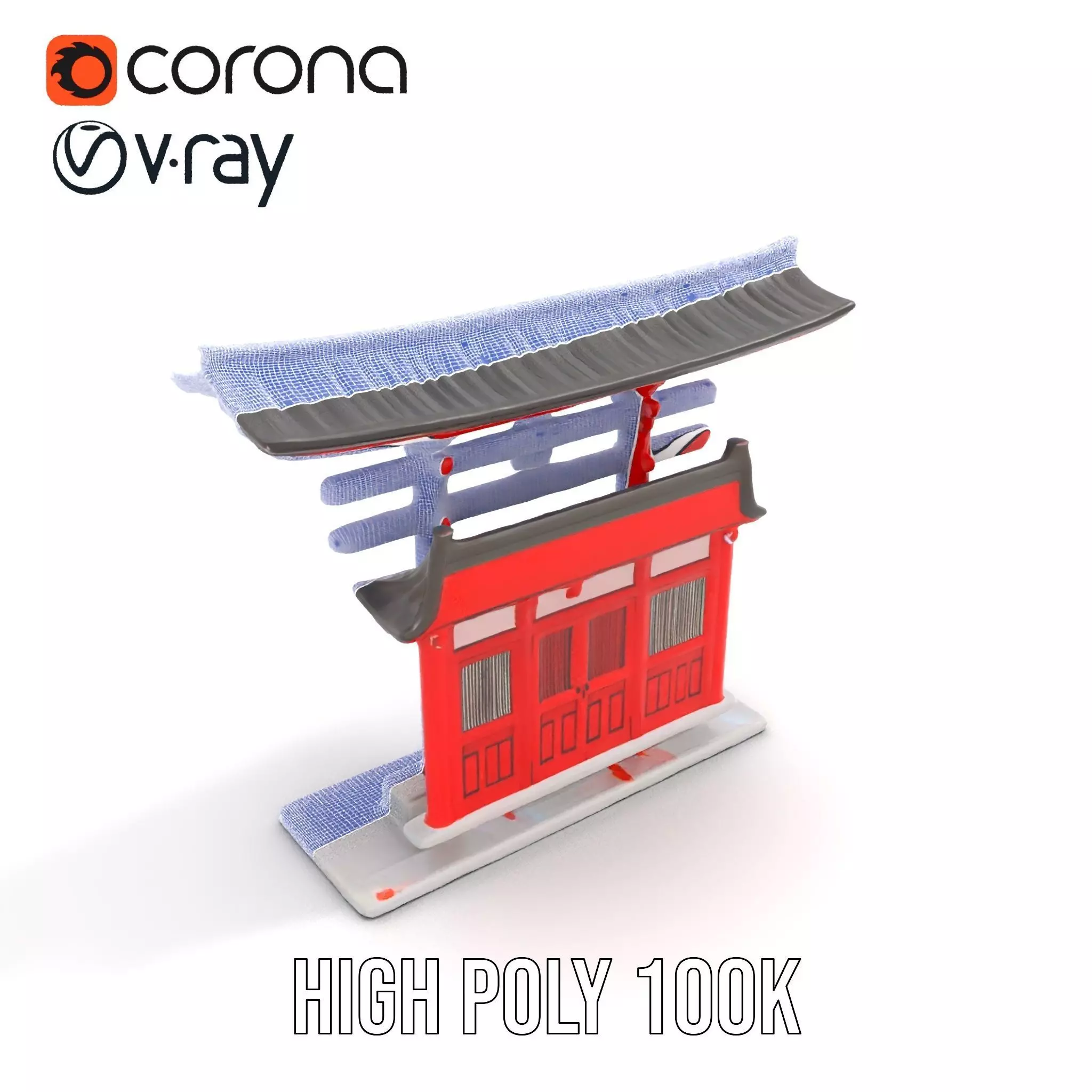 Traditional Red Torii model pack Low-poly 3D model_33