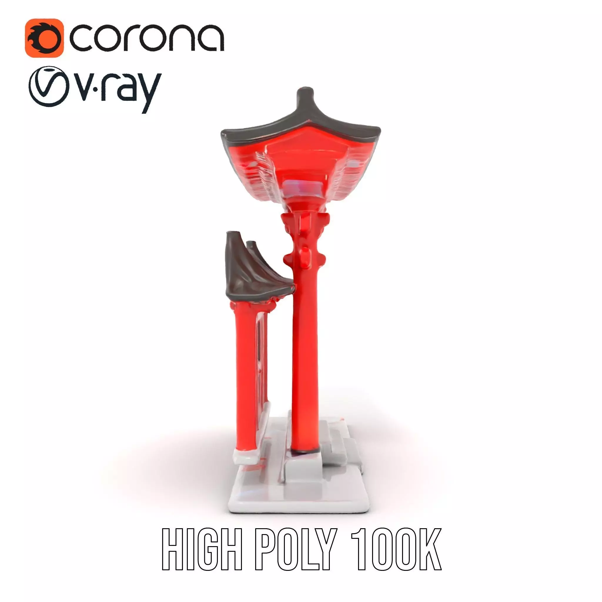 Traditional Red Torii model pack Low-poly 3D model_26