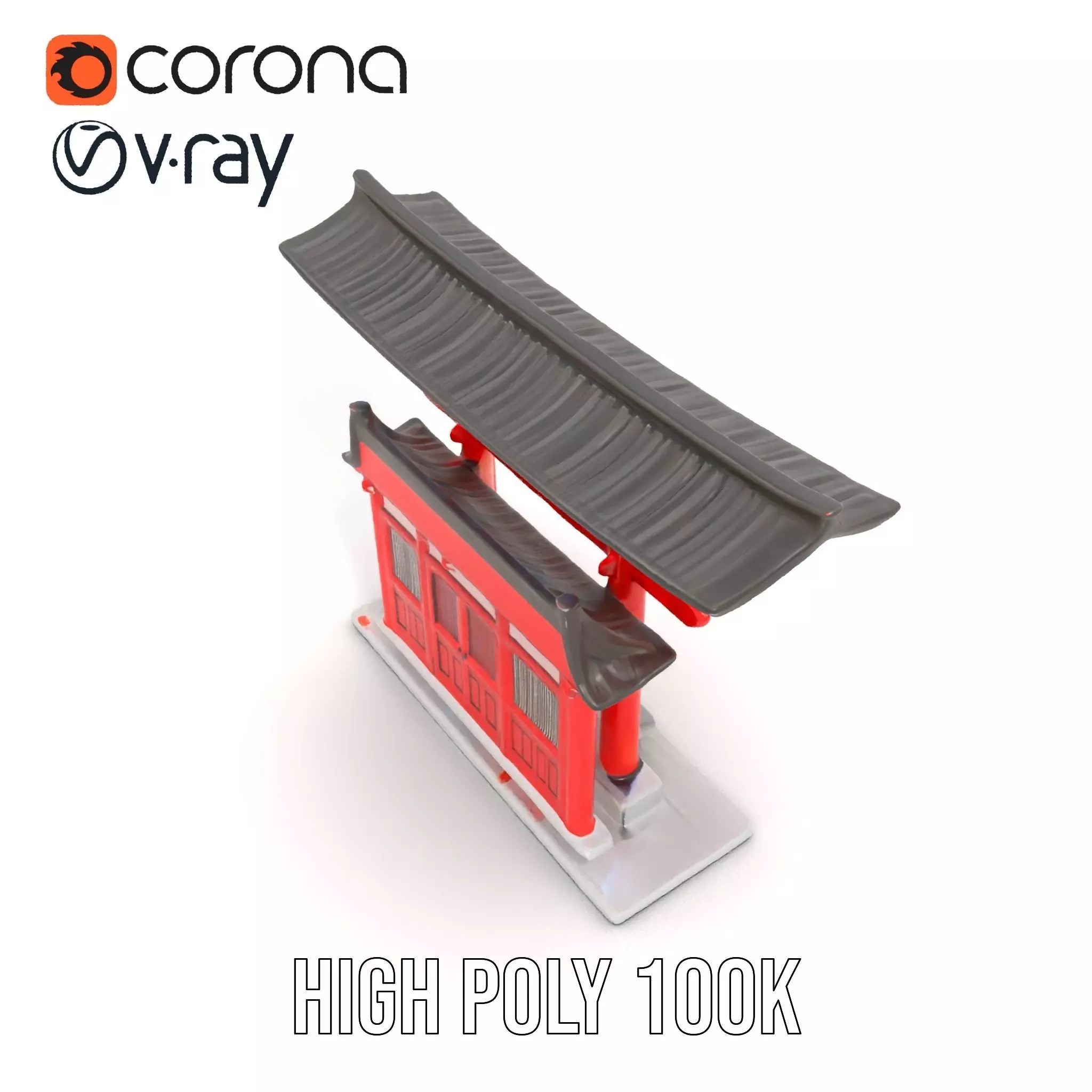 Traditional Red Torii model pack Low-poly 3D model_15