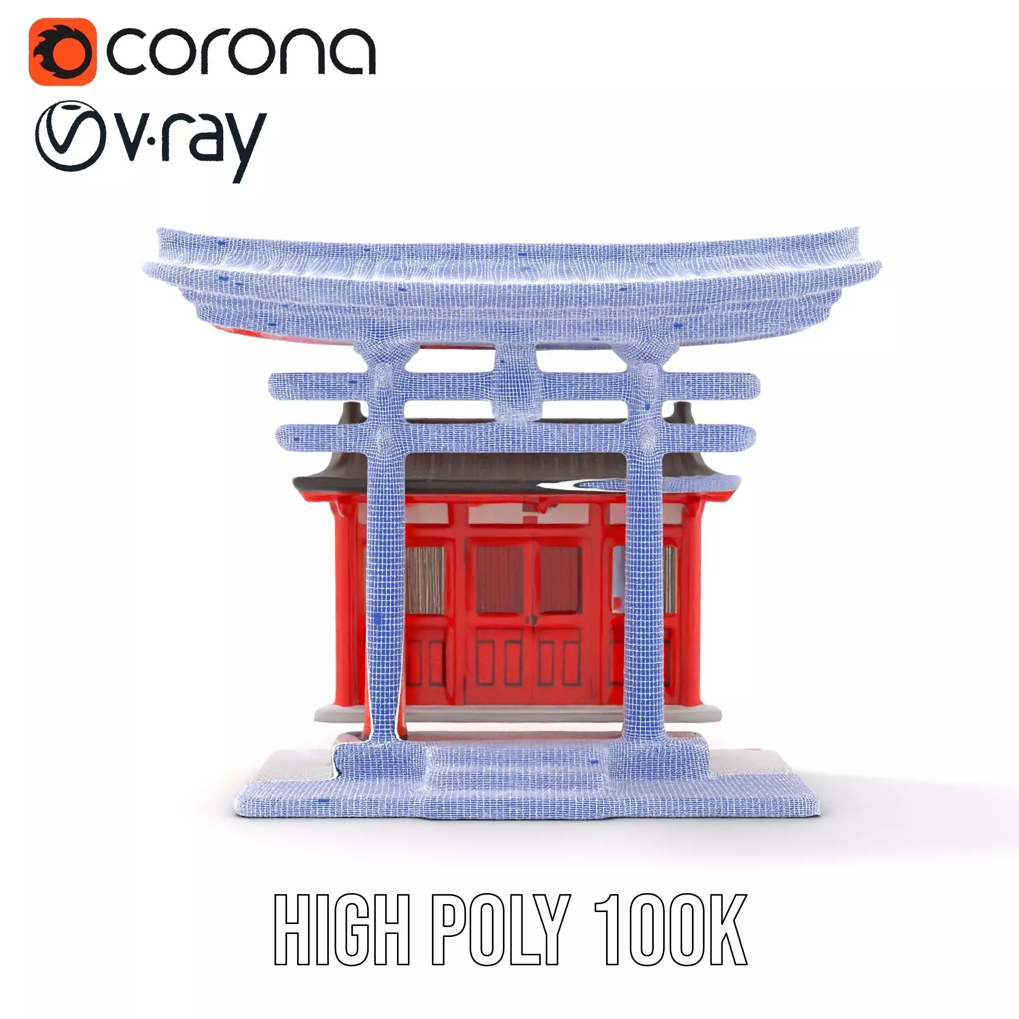 Traditional Red Torii model pack Low-poly 3D model_34